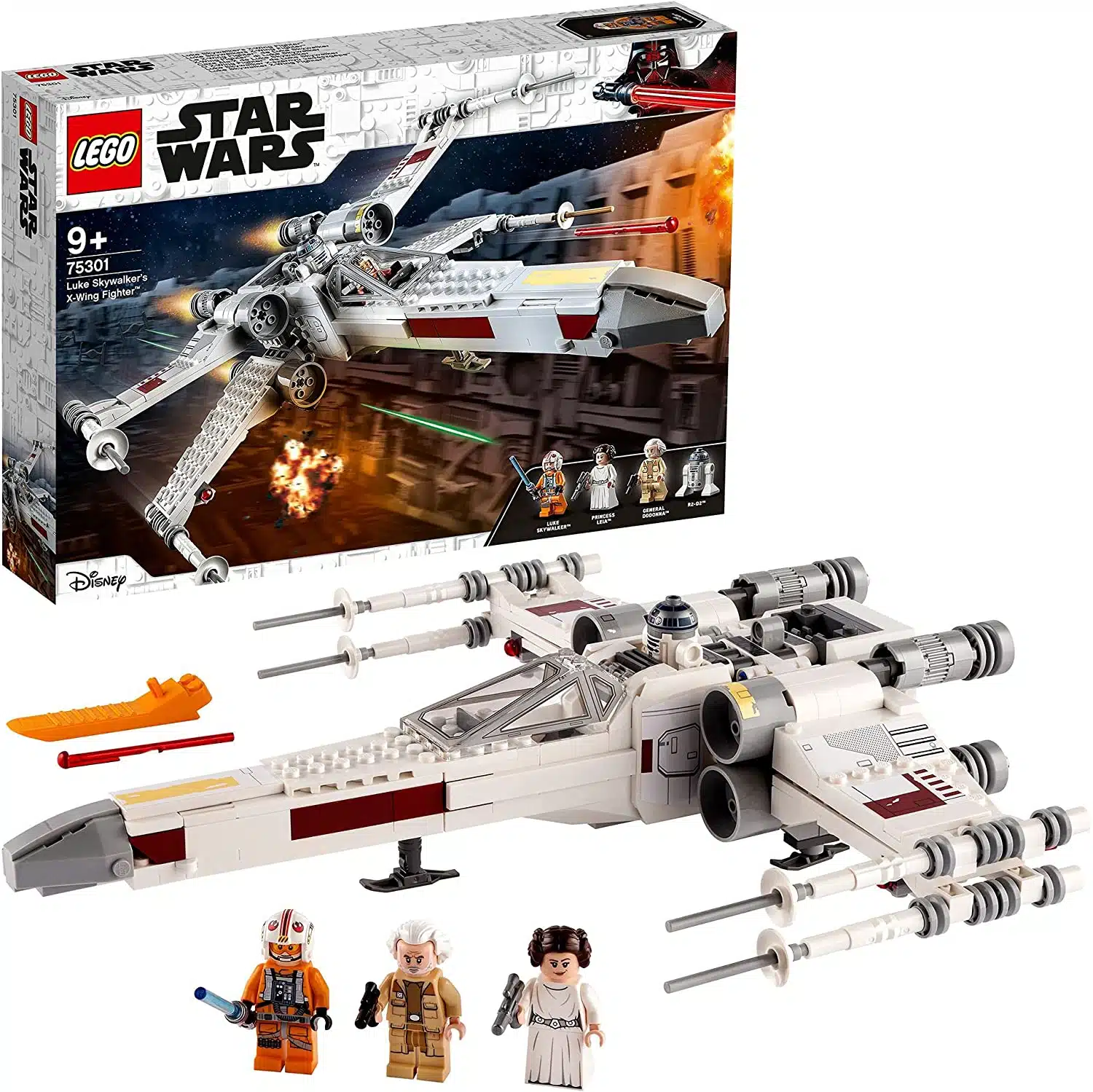  LEGO 75301 Star Wars Luke Skywalkers X-Wing Fighter Spielzeug mit Prinzessin Leia und Droide R2-D2 als Figur