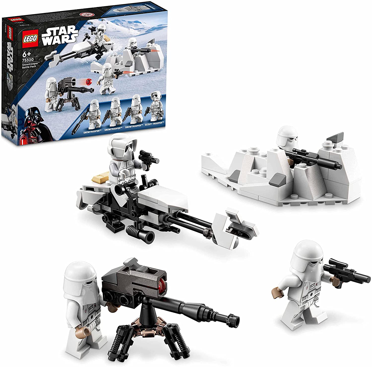 LEGO 75320 Star Wars Snowtrooper Battle Pack mit 4 Figuren, Waffen und Düsenschlitten LEGO 75320 Star Wars Snowtrooper Battle Pack mit 4 Figuren, Waffen und Düsenschlitten