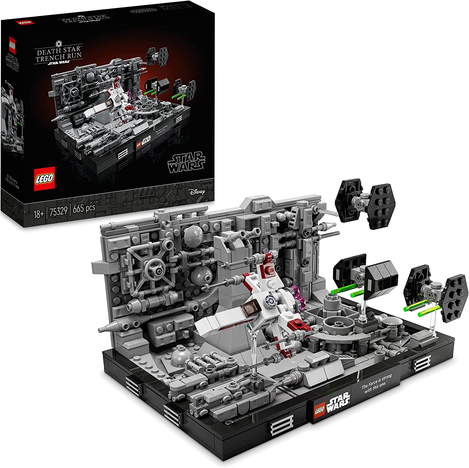  LEGO 75329 Star Wars Death Star Trench Run Diorama Set, baubares Modell für Erwachsene mit Luke Skywalkers X-Win