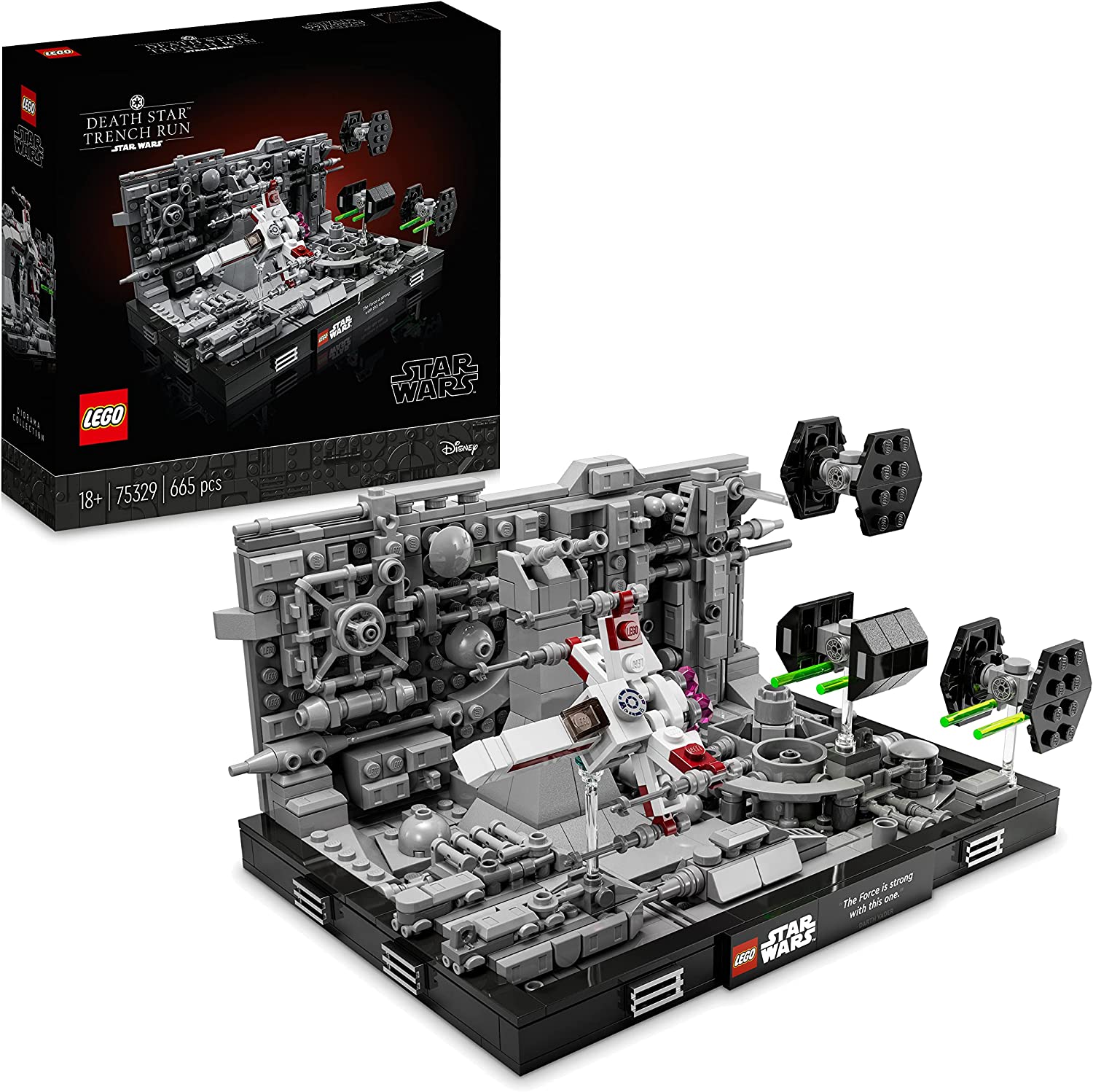 LEGO 75329 Star Wars Death Star Trench Run Diorama Set, baubares Modell für Erwachsene mit Luke Skywalkers X-Win LEGO 75329 Star Wars Death Star Trench Run Diorama Set, baubares Modell für Erwachsene mit Luke Skywalkers X-Win