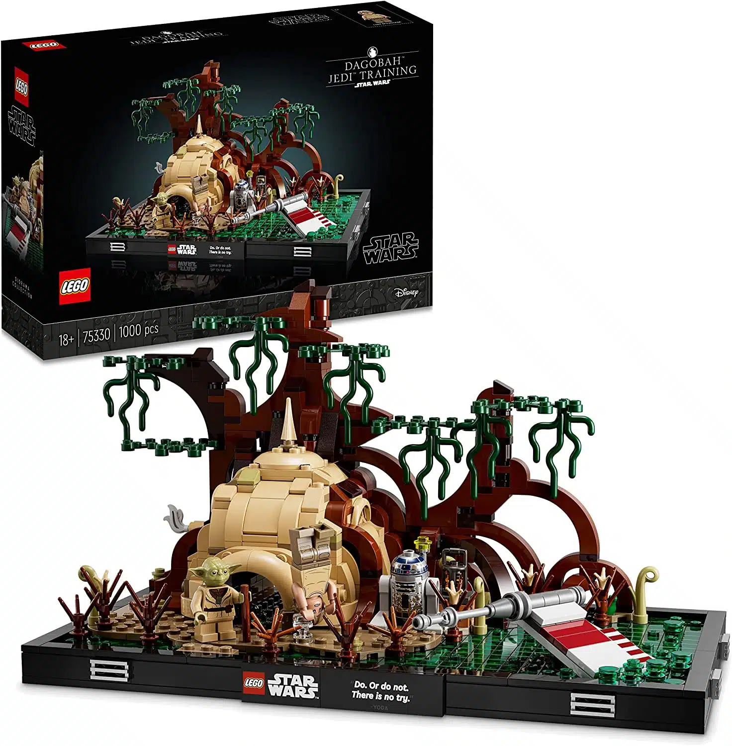 EGO 75330 Star Wars Jedi Training auf Dagobah – Diorama Set, baubares Modell für Erwachsene mit Luke Skywalker, Yoda und R2-D2