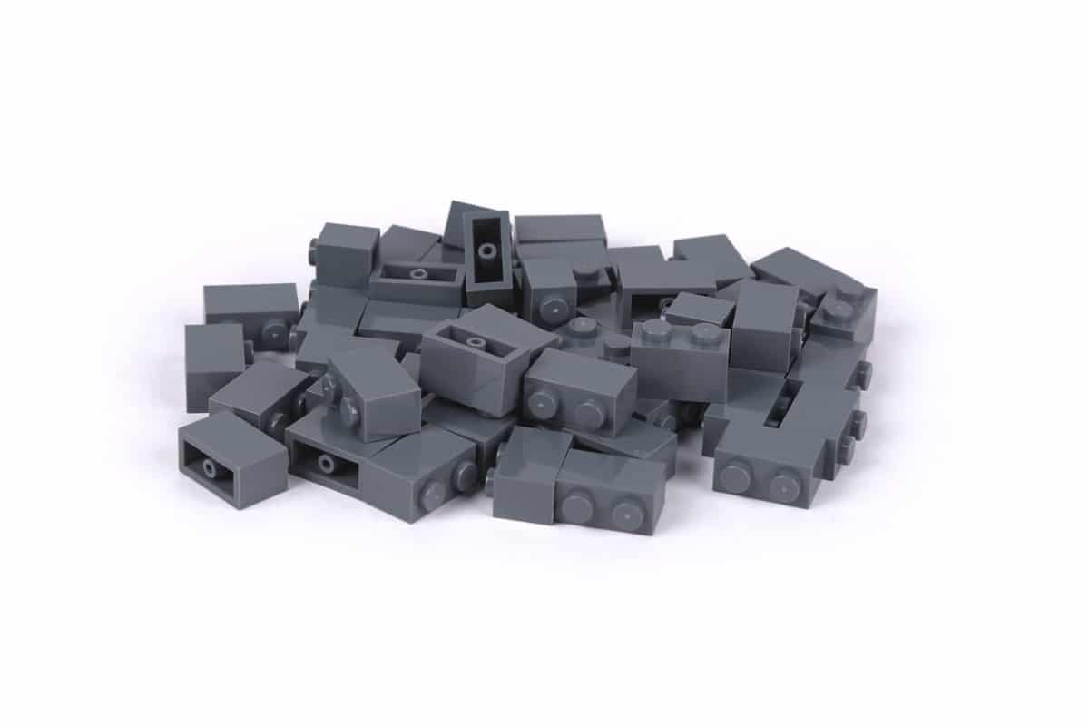 50 Stück Klemmbausteine 1 x 2 brick Farbe dark bluish gray 50 Stück Klemmbausteine 1 x 2 brick Farbe dark bluish gray