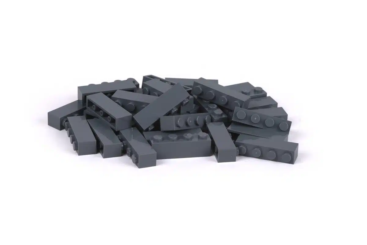 30 Stück Klemmbausteine 1 x 4 brick Farbe dark bluish gray