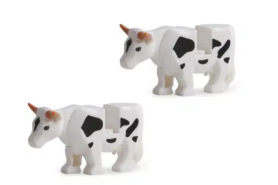 Klemmbaustein Tiere Kühe 2 Stück Kuh in schwarz-weiß gefleckt