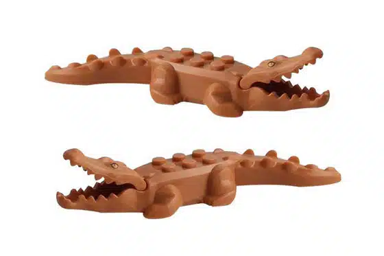 Klemmbaustein Tiere Krokodil / Alligator 2 Stück in hellbraun