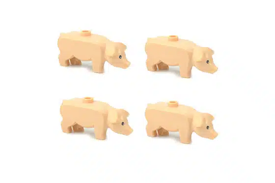 Klemmbaustein Tiere Schweine 4 Stück in der Farbe nougat bzw. Hautfarbe