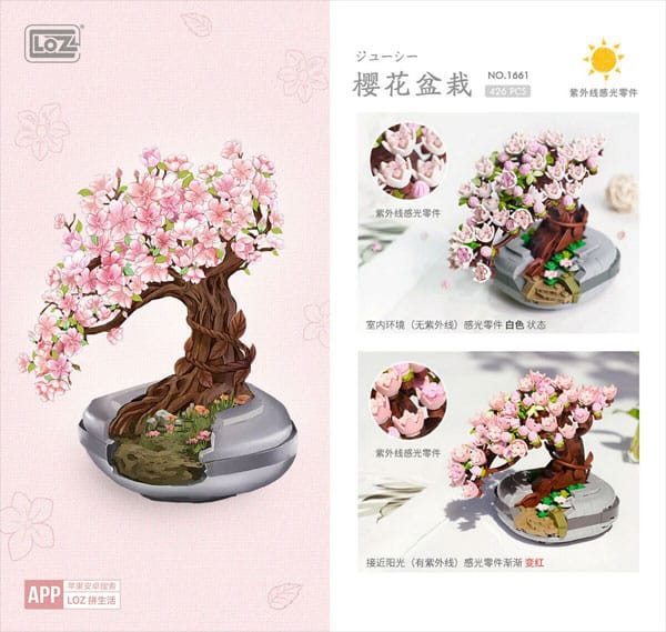 LOZ Eternal Flowers 1661 Bonsai-Kirschblütenbaum aus Mini Blocks