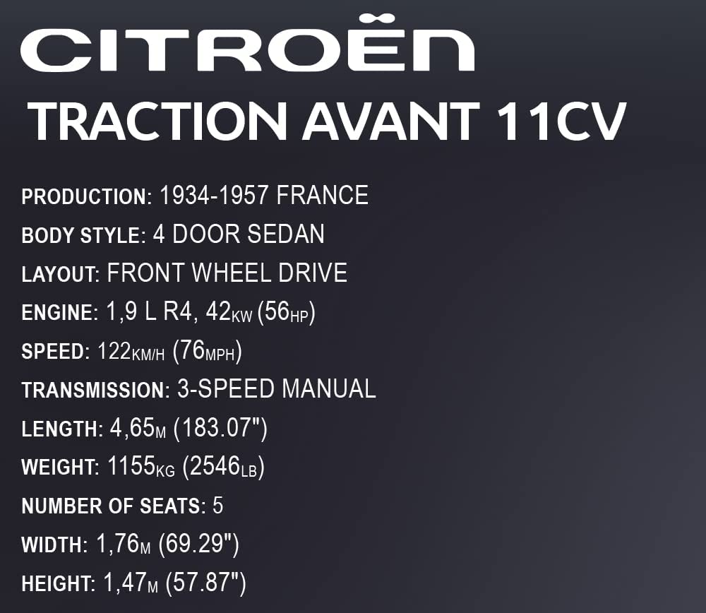 Cobi 24337 Citroen Traction Avant 11CV