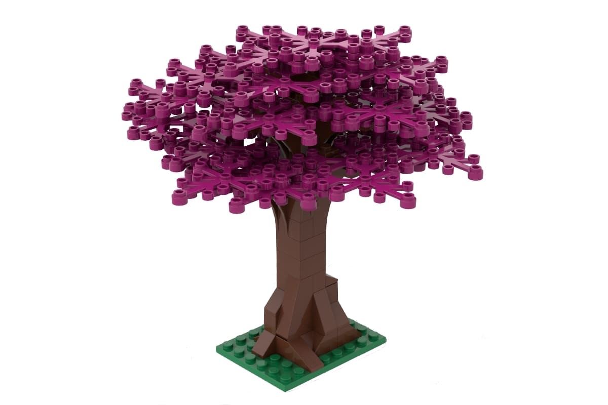 Mini-Set Klemmbaustein Baum | Großer Baum mit magenta Blättern