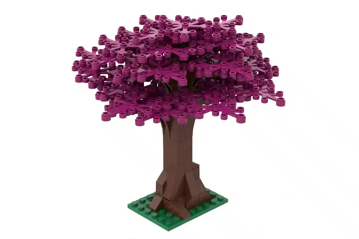 Mini-Set Klemmbaustein Baum | Großer Baum mit magenta Blättern