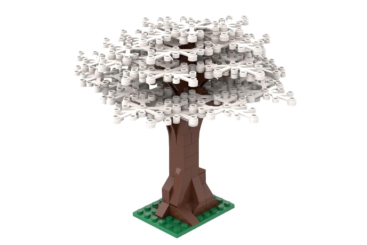Mini-Set Klemmbaustein Baum | Großer Baum mit weißen Blättern