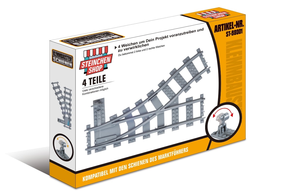 Steinchenshop ST 98001 Eisenbahn 4 Weichen Eisenbahn 4 Weichen im Karton