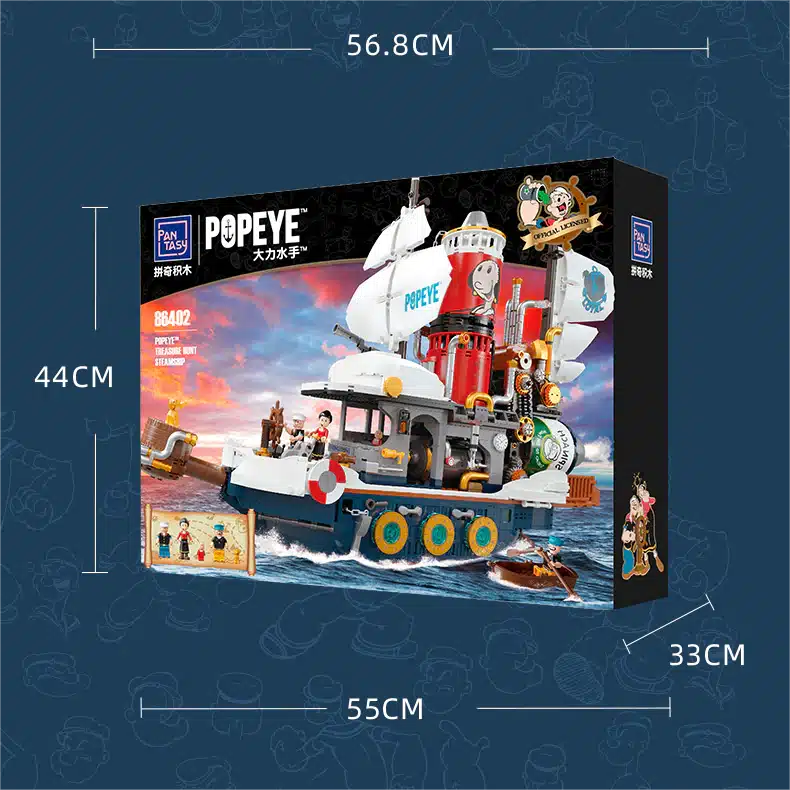 Pantasy 86402 Popeye Treasure Hunt Steamship Klemmbaustein Set