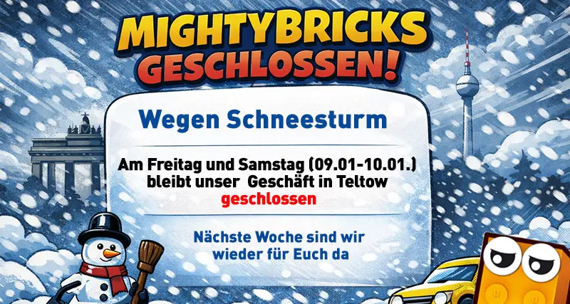 MightyBricks News: MightyBricks Teltow geschlossen – Schneesturm am 9. & 10. Januar