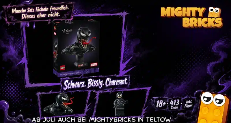 LEGO Marvel 76356 Venom-Büste: Düsteres Sammlerstück ab Juli bei MightyBricks in Teltow